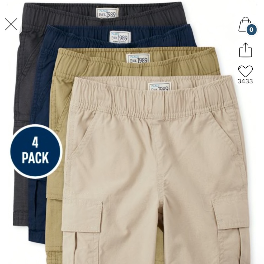 Children’s place Boys Pull On Cargo Shorts 3-Pack size 14 Husky